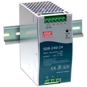 SDR-240-24 Мощный блок питания на DIN-рейку, 24В, 10А, 240Вт Mean Well